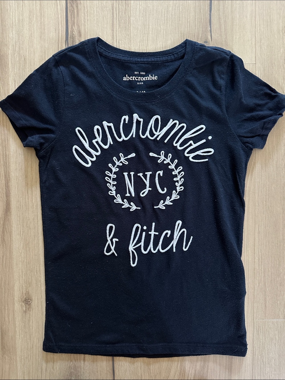 Abercrombie & Fitch Kids Black Tee with White Script Logo